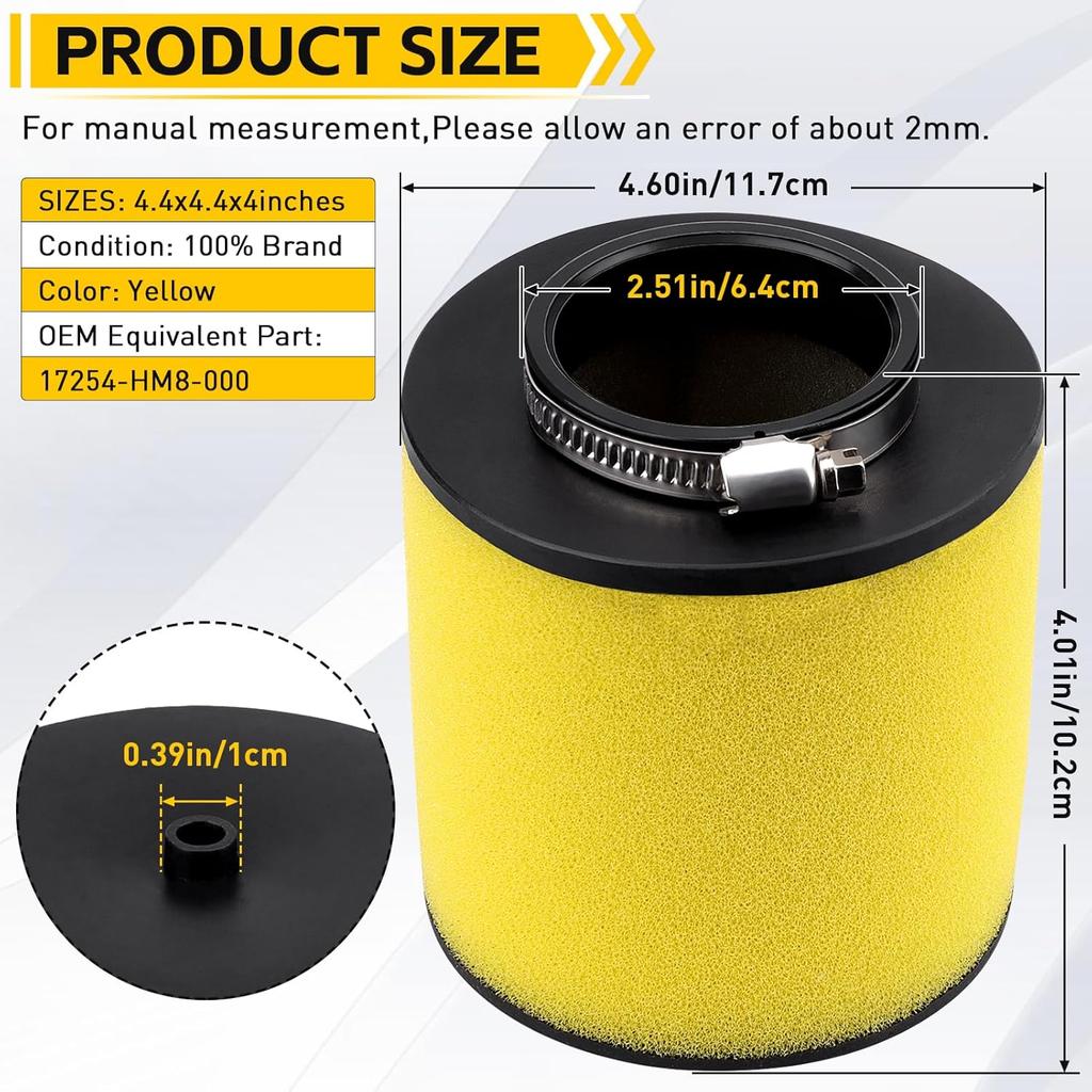 TRX 250 Air Filter Replacement For Honda Recon 250 TRX250 TRX250TE TRX250TM ATV Sportrax 250 TRX250EX TRX250X RECON 250 17254-HM8-000