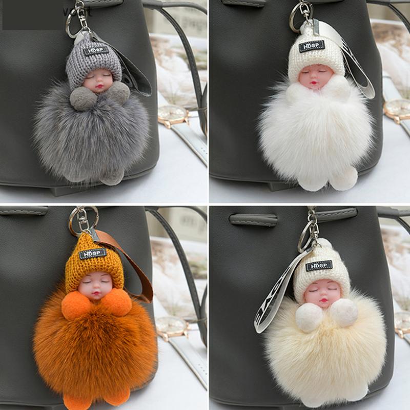 Милый плюшевый брелок для ключей Спящая кукла-младенец Плюшевая игрушка Kawaii Брелок для ключей Сумка Подвеска Детские игрушки Подарок на день рождения