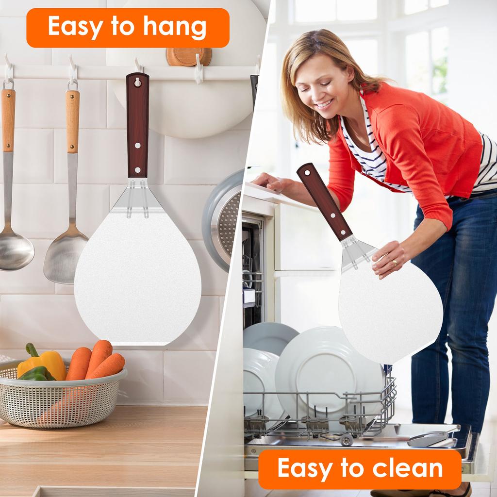 1 шт. Лопатка для пиццы из нержавеющей стали с деревянной ручкой, круглая лопатка для пиццы, лопатка для торта, нож для хлеба для выпечки, кухонные аксессуары