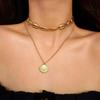 Women Necklace Double Layers Seashell Pendant Hollow Chain Ethnic Style Stainless Neck Decoration Jewelry Party Beach Clavicle Necklace
