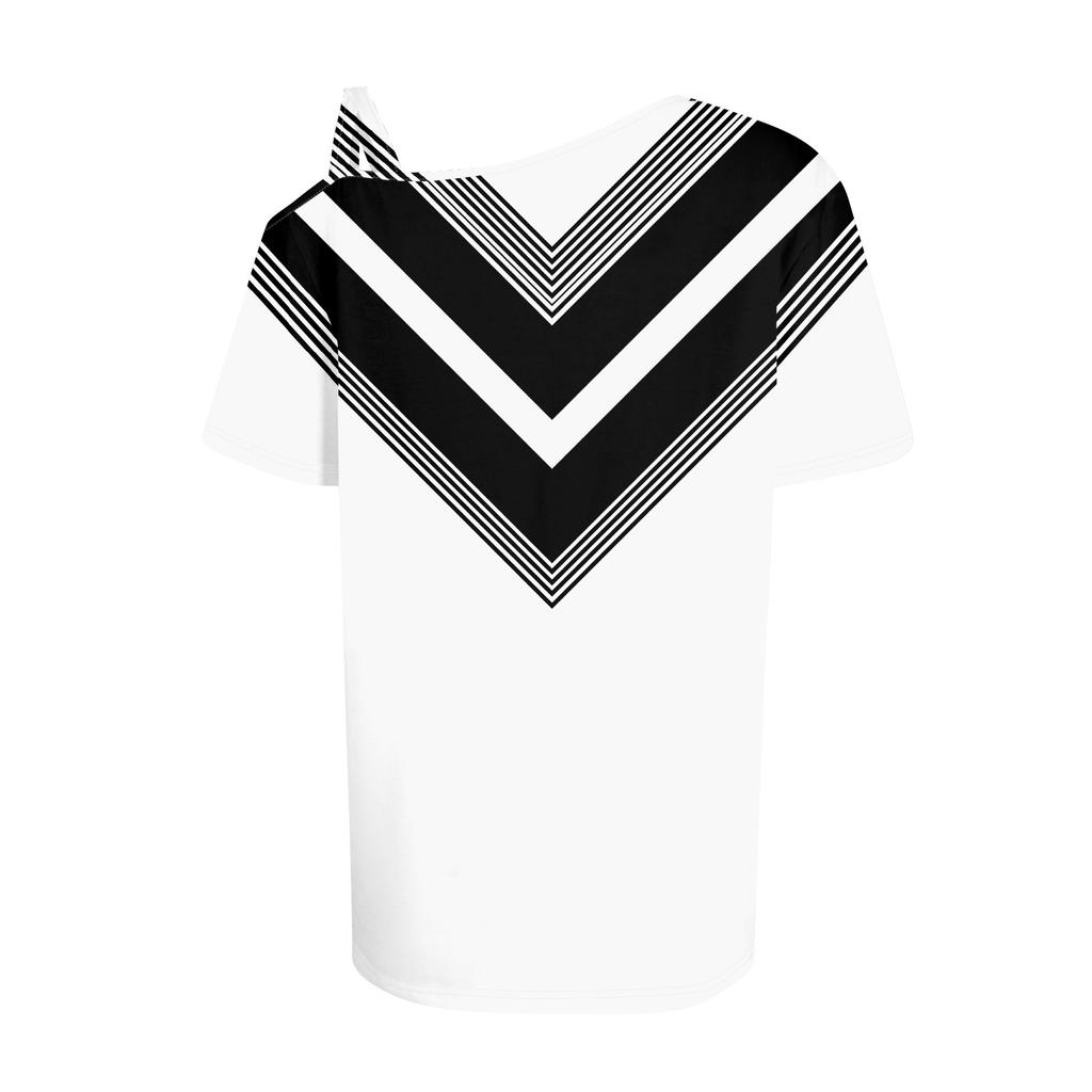 Женская модная повседневная футболка с принтом, сексуальная футболка с короткими рукавами и открытыми плечами, топ