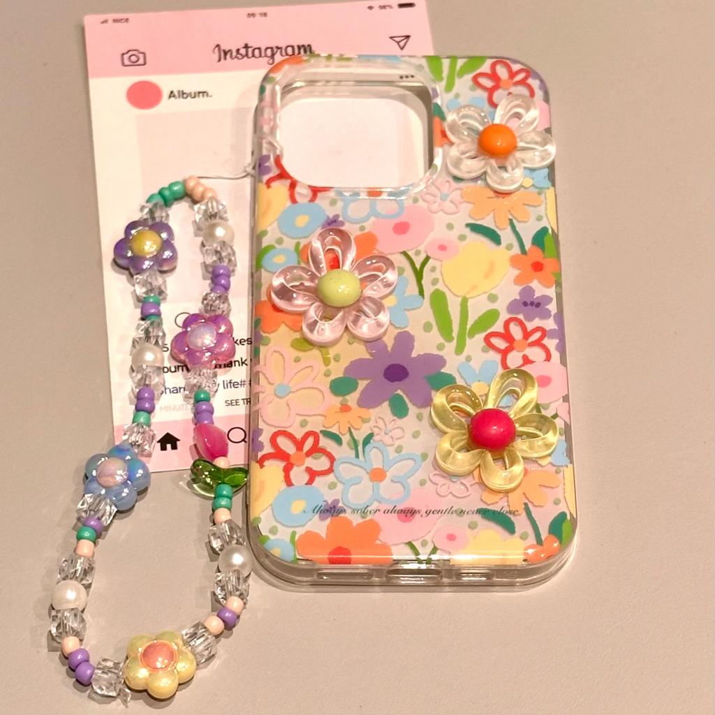 Three-Dimensional Colorful Flower Phone Case for Apple iPhone 16 promax-Soft Silicone Shockproof Creative Cover On iPhone16/15/14/13/12/11/Plus/Pro