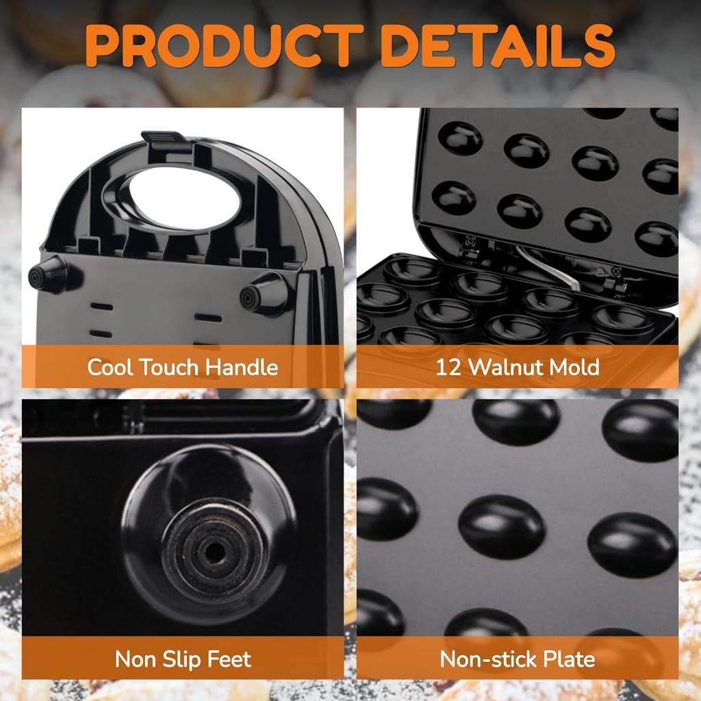 Электрическая форма для выпечки печенья «Орешки», 12 отверстий, антипригарная, двусторонняя, мини-машина для приготовления печенья «Орешки»