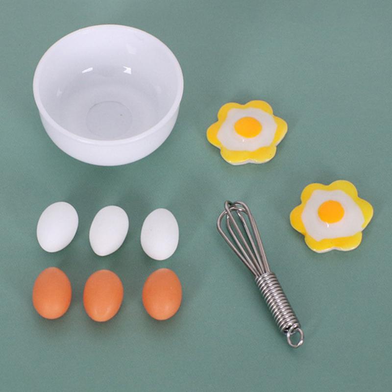 10Pcs/Set Dollhouse Miniature Simulation Mini Bowl Egg Fryer Egg Beater Food Modle Diy Doll House Accessories Furniture Decor