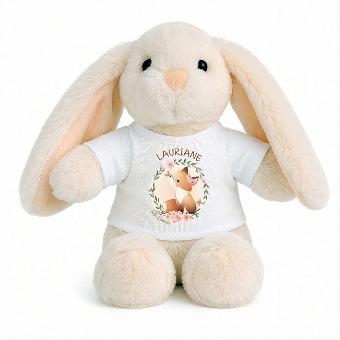 Planetee Peluche Lapin Bébé Doudou Lauriane d'Amour Renard Cadeau Naissance Fille Nouveau-Né Baby Shower