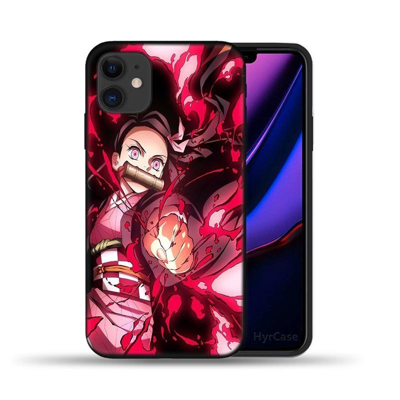 Чехол для телефона Demon Slayer с японским аниме для iPhone 11 12 13 Pro Max X XS XR 6 6S 7 8 Plus 5S SE 2020 12Pro 12Mini, черный силиконовый чехол