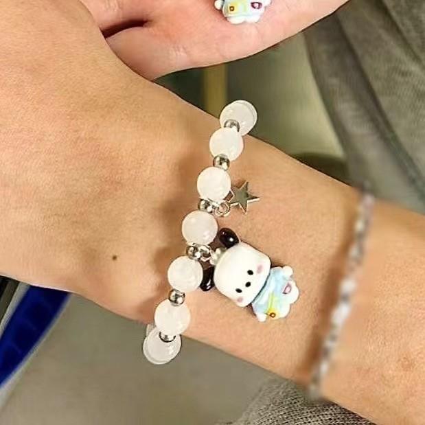 Dopamine Fashionable Summer Rainbow Beaded Flower Bracelet For Women Trendy Gift Jewelry