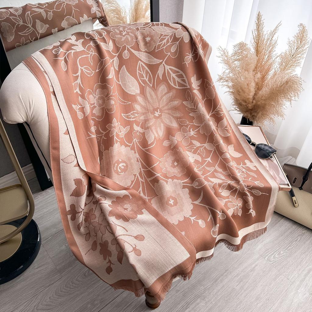 Girly Style Contrasting Colors Spring And Summer Double-Sided Tencel Cotton Scarf Winter High-End Warm Shawl Thin