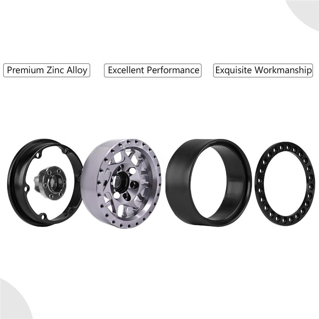 Aluminum Alloy Wheel Beadlock 2.2in Wheel s Hub 4pcs Replacement for 4 SCX10 90046 03007 Gen8 1Celsius10 Remote Control Car