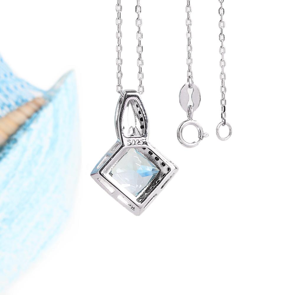 Комплект из серебра 925 пробы: кольцо, серьги, подвеска, ожерелье с натуральным небесно-голубым топазом, набор изящных ювелирных изделий для женщин для повседневной носки и вечеринок