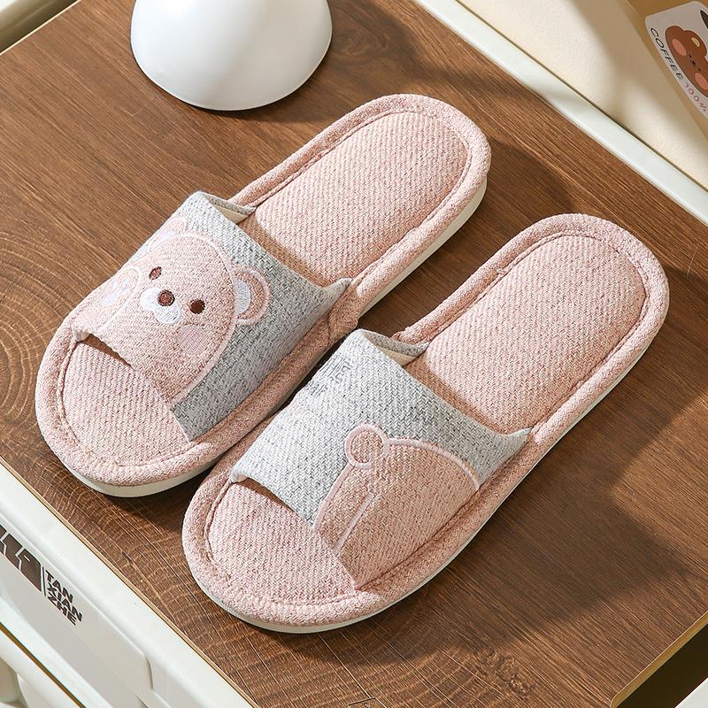 Льняные тканевые тапочки, женские летние домашние тапочки для пар, домашние деревянные напольные тапочки из хлопка и льна с мягкой подошвой, носимые тапочки