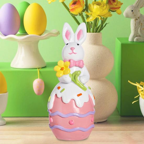 Статуэтка пасхального кролика, резиновые фигурки кроликов с цветком/яйцом/морковкой, настольные украшения для домашнего офиса, фермерского дома, весенний декор