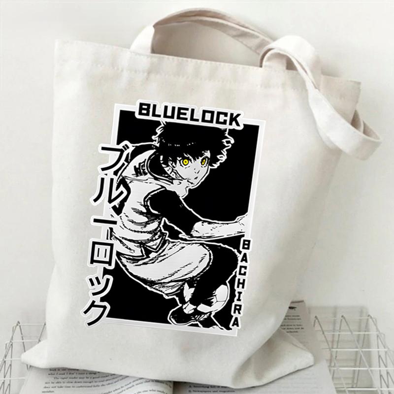 Сумки на плечо в стиле аниме для женщин, синяя сумка-тоут с принтом замка, многоразовые сумки для покупок, холщовые сумки