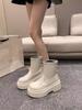 Модные универсальные маленькие узкие короткие ботинки женские 2025 новые осенне-зимние зарубежные на толстой подошве ботинки Мартин корейская версия модных ботинок