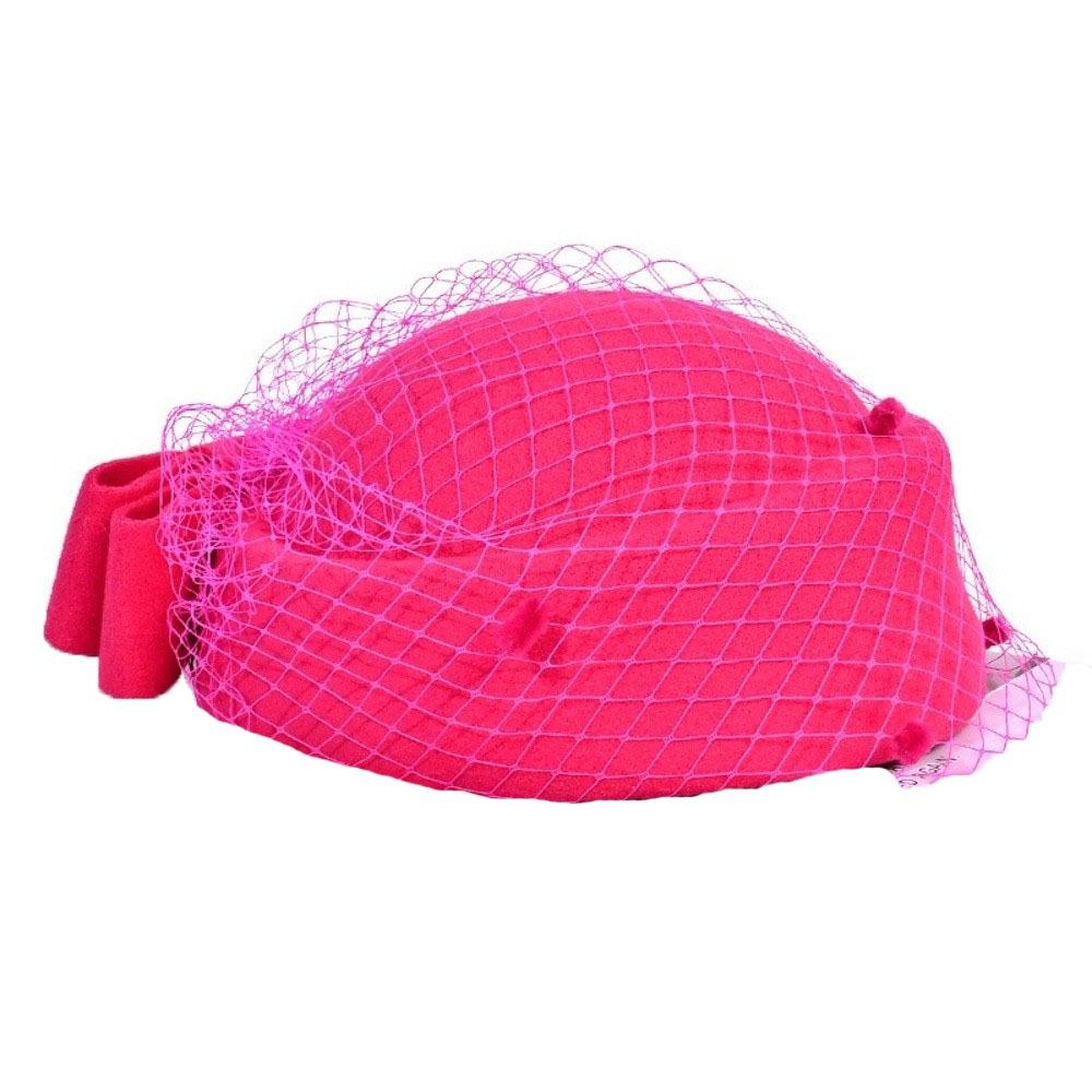 Однотонная шерстяная шляпа-бант с вуалью, шляпка стюардессы в британском стиле, винтажная шляпка-таблетка, головной убор