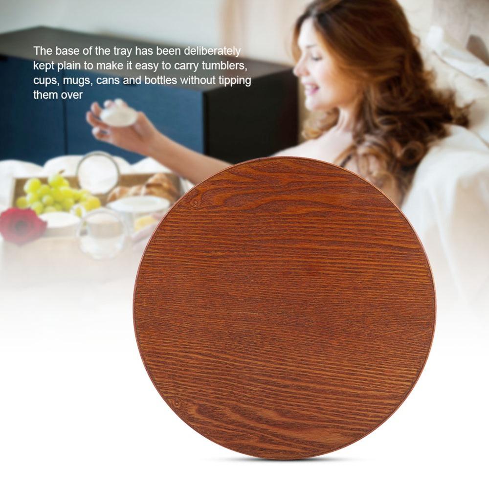 Solid Wood Wooden Plate Round Shape Food Server Coffee Serving Tea Tray  Restaurant