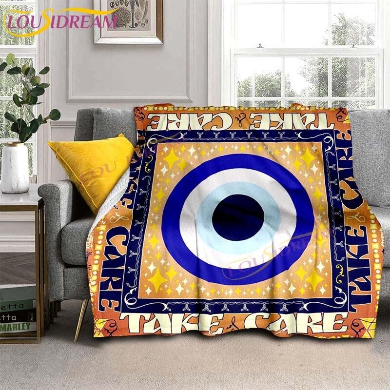 Итальянский подарок от сглаза Malocchio Eye, синее и белое одеяло, пледы, одеяло для дивана, шикарный декор в стиле бохо, состаренный этнический декор