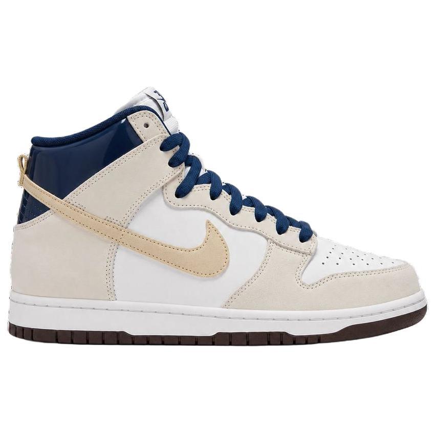 Beyond x Nike SB Dunk High Белый Слоновая кость Песчаная дюна Унисекс Кроссовки Цвет: Слоновая кость-Песчаная дюна-Синий-Пустота-Темно-Командный красный IU4491-100