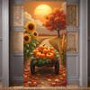Outdoor Decor Pumpkin Cart Seasonal Banner Sunflower Decor Wooden Cart Pumpkin Design For Halloween Party Seasonal Decor