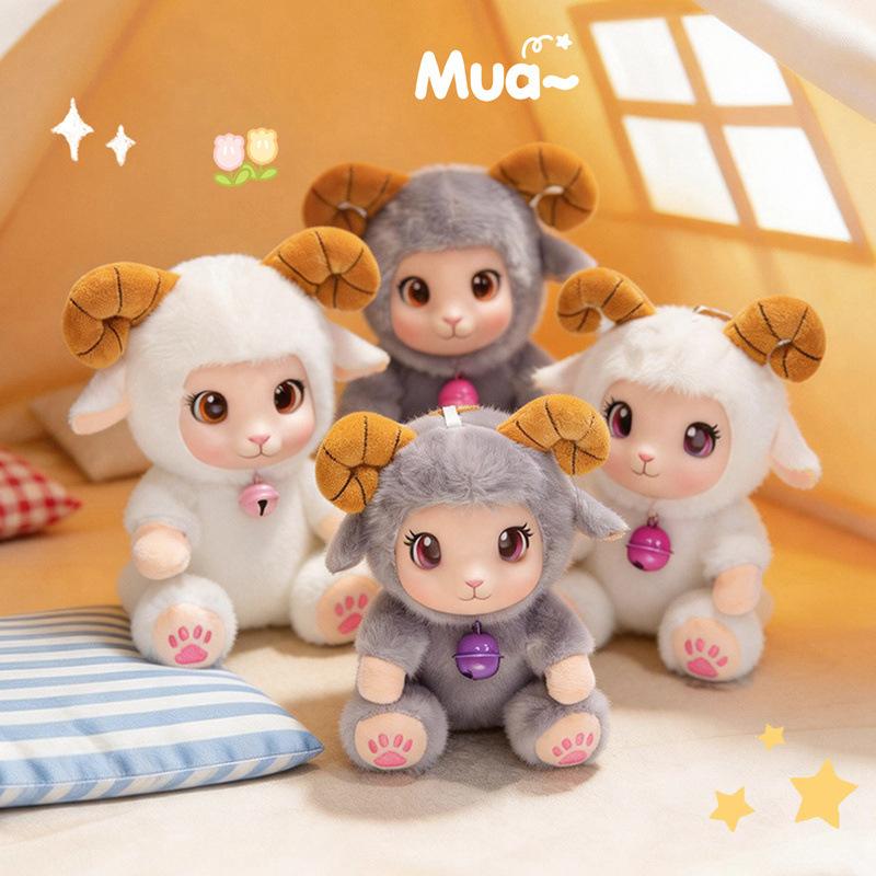 Cute Vinyl Face Plush Sheep Keychain Bag Charm Zoo Animal Doll Pendant Soft Stuffed Toy Accessory