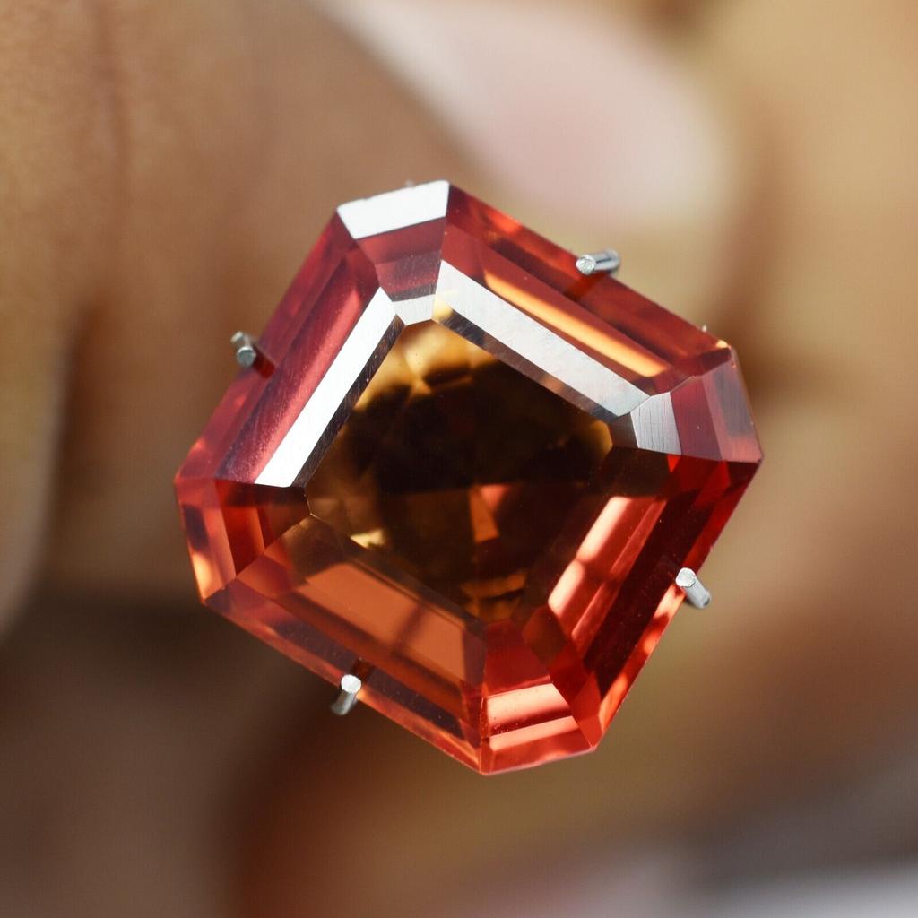 Natural Orange Sapphire Loose Gemstone 8.20 ct Flawless Ceylon Square Shape September Birthstone