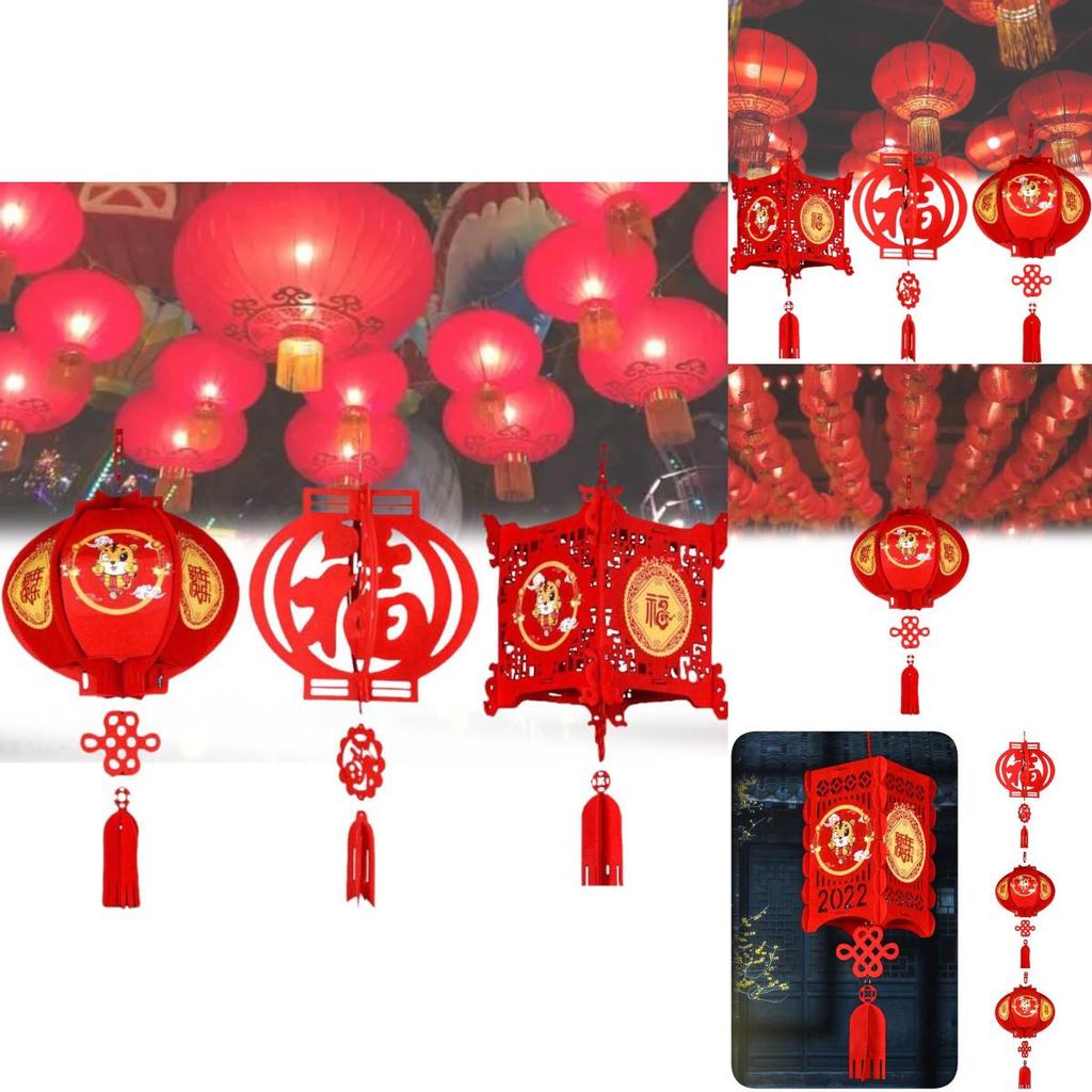 Spring Festival Felt Lanterns New Year Fu Character Blessing Pendant Decoration