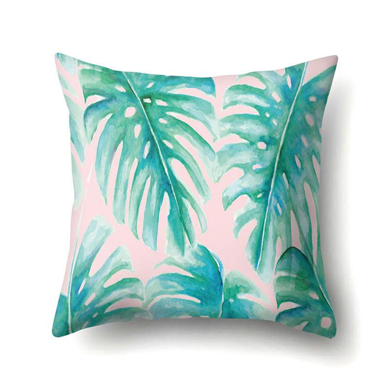 Polyester Pillowcase Ins Style Plant Flowers Nordic Printed Peach Leather Velvet Cushion Cover Sofa Waist Cushion Cover