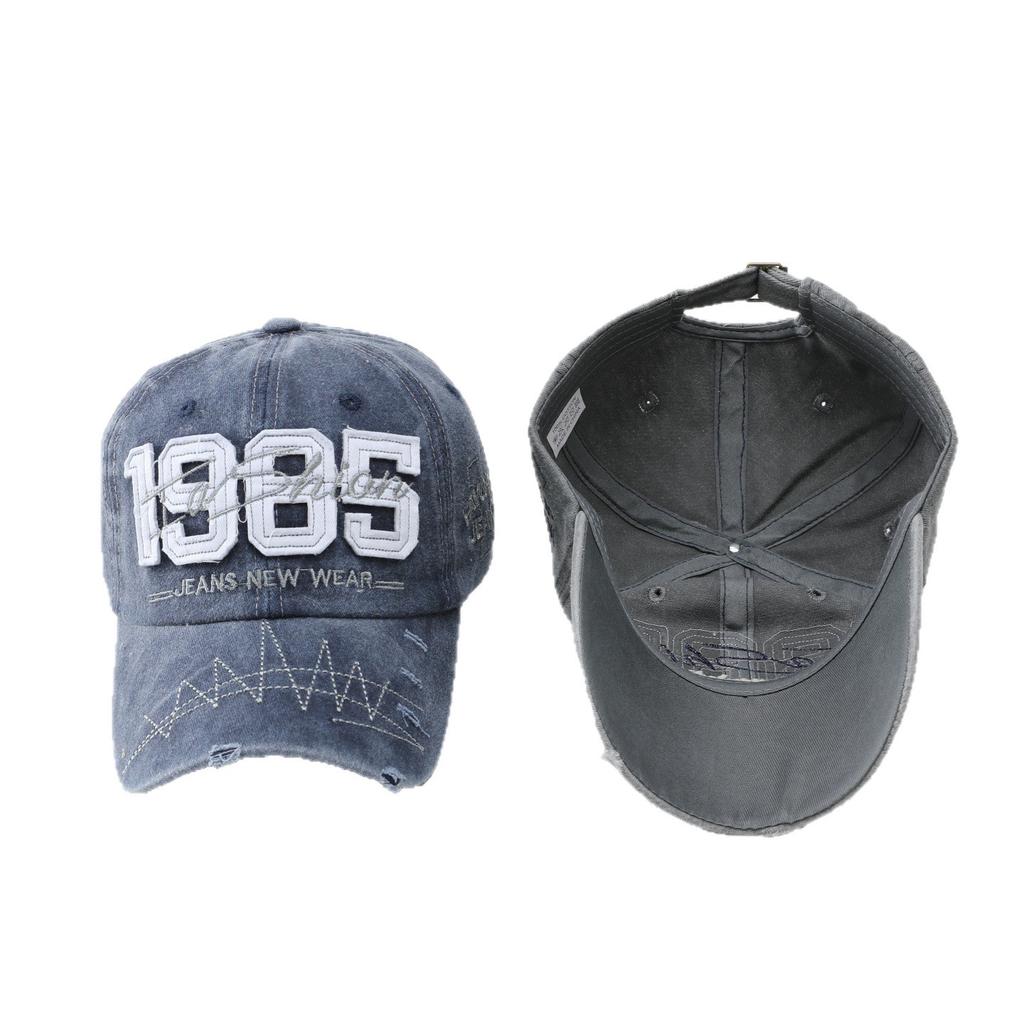Old ripped baseball cap men's summer sunscreen soft top hat retro letter women's face small cap