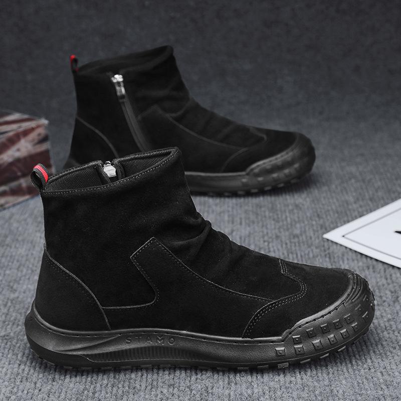 Fashion Men's Boots 2024 Autumn New Leather Boots Casual Men's High Help Work Shoes Retro Non-slip Waterproof Ankle Boots Men