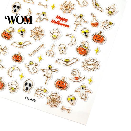 Nail Art Decals Halloween Stickers, Black Cat Ghost Pumpkin Wreath Adhesive for Manicure Decoration, DIY Supplies Holiday Party