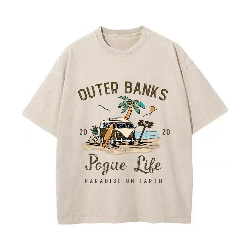 Ретро стираная винтажная футболка рукава наружные банки хлопковая футболка графический аниме принт пуловер мужская хлопковая футболка женская одежда