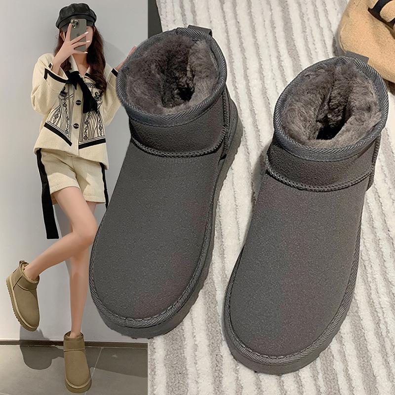 Зимние женские ботинки для снега с плюшевым утеплителем и толстой хлопковой подошвой