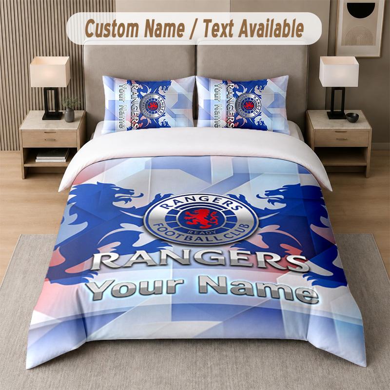 Rangers FC Design Bedding Set Custom Text 1 Duvet Cover & 2 Pillow Cases