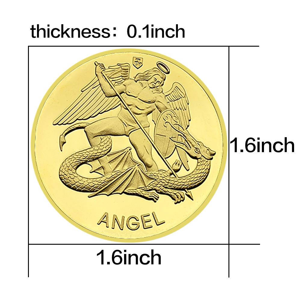 Angel Dragon Slayer Gold Coin Elizabeth II Commemorative Medal Collectibles Challenge Coin Creative Badge