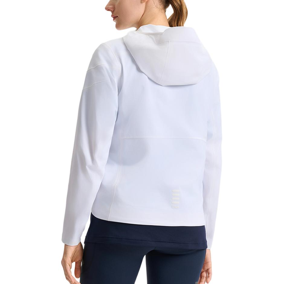 Fila Cycling Logo Durable Sports Woven Hooded Long Sleeve Jacket Women Jackets Jade-White A11W528701F-WT