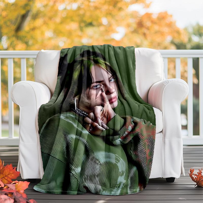 Billie Eilish Theme Printed Blanket - Perfect for Couch, Bed, Travel & Outdoor Use | Machine Washable, Cozy & Durable.