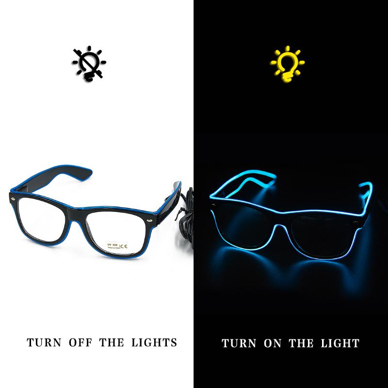 Светящиеся светодиодные очки Неоновые вечерние мигающие очки EL Wire Glow Gafas Светящиеся новинки Подарочные светящиеся солнцезащитные очки Яркие световые принадлежности