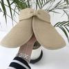 Hat Big Brim Sun Visor Roll-Up Beach Cap Bow Empty Top Cap Weave Sun Cap Sun Hat Packable Straw Hat