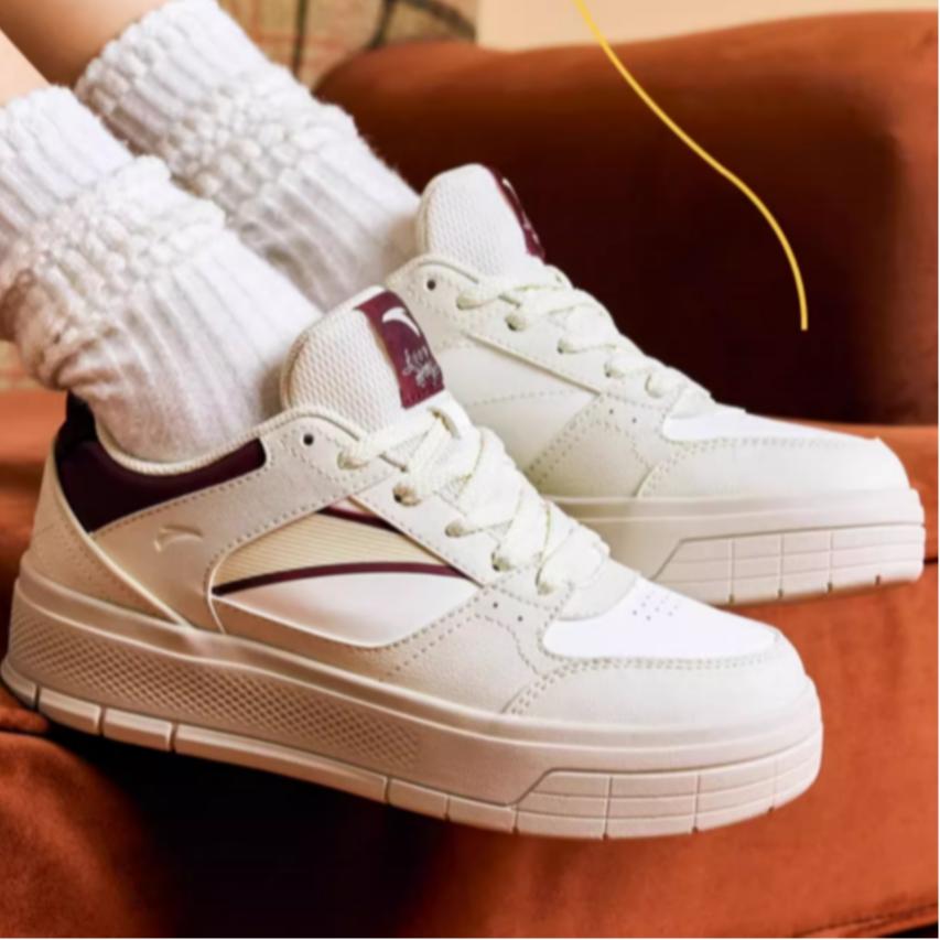 Anta Синтетическая кожа универсальные простые прочные легкие низкие кроссовки для скейтбординга женские кроссовки светло-красные 922418061-6