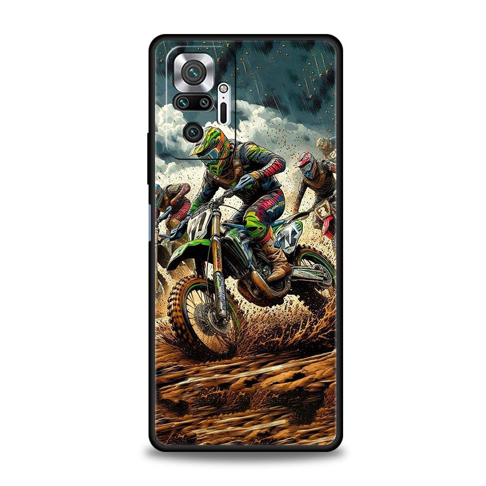 Motorcycle Phone Case Cover for Redmi 14C 10C Note 15 14 13 12 10 11 K40 Pro Plus 5G Soft TPU Shockproof Shell Fundas Capas Bags