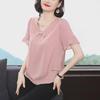 Лето 2023 г., женская стильная блузка свободного кроя из шифона с оборками и коротким рукавом
