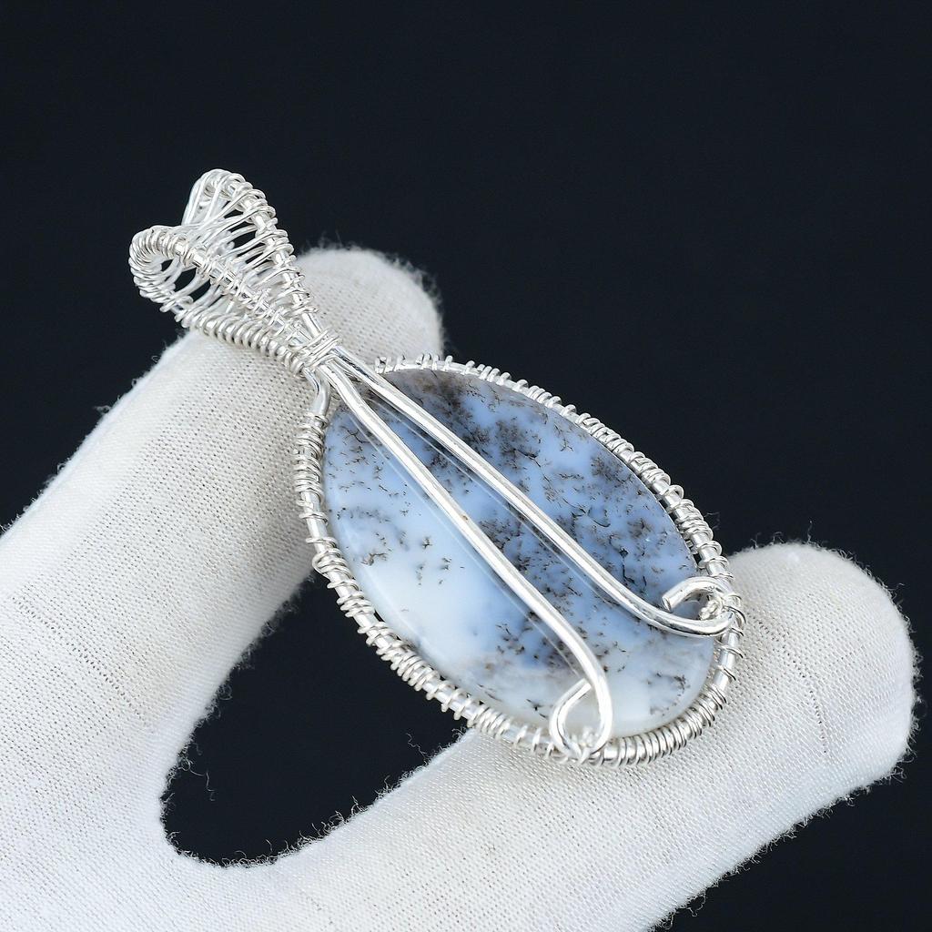 Dendrite Opal Pendant Natural Gemstone Handmade 925 Sterling Silver Pendant, Wire Wrapped Jewelry, Wire Wrapped Pendant Tree Of Life Jewelry
