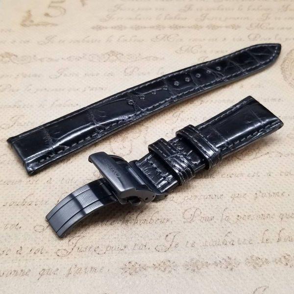 SEIKO watch crocodile for Astron S23617JC black leather DA431DC band, leather, 9F62-0AD0, strap, 20mm