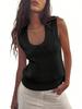 Women's Ribbed Knit Sweater Vest Sleeveless Scoop Neck Summer Casual Tank Top