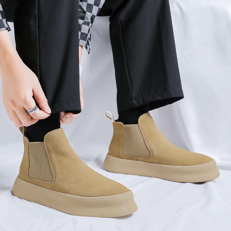 Martin boots men's medium help Chelsea boots breathable thick-soled heightening short boots retro men's boots