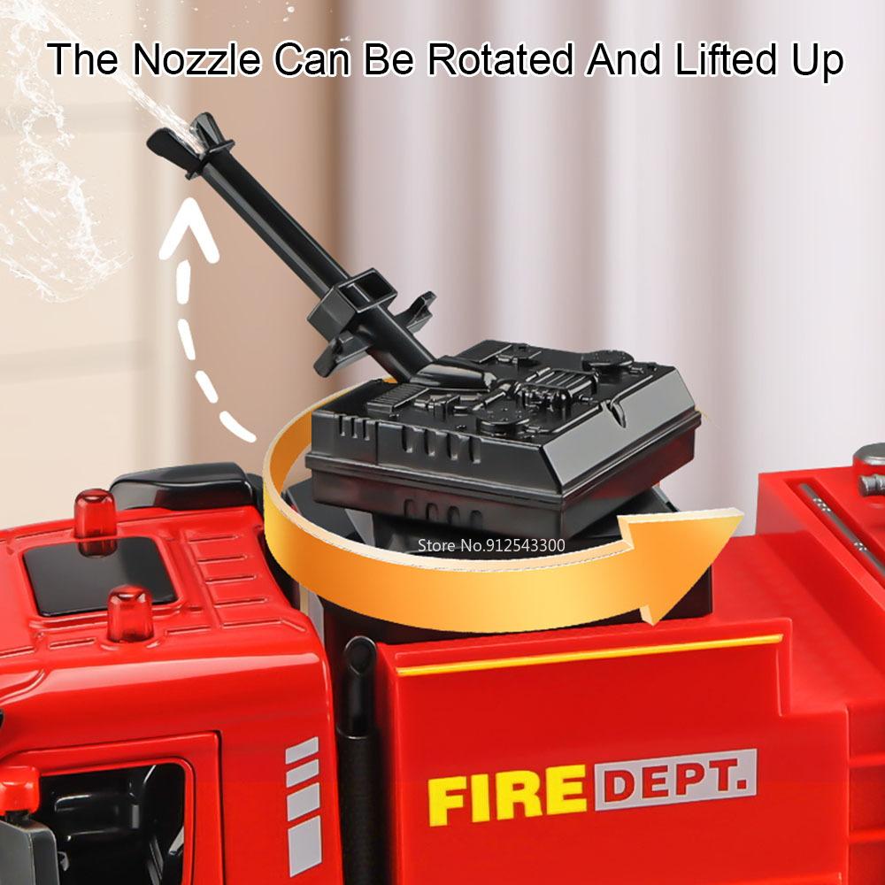 1:32 Scale Fire Truck Concrete Pump Car Model Toy Alloy Diecast Light Music Water Spray Rescue Cars Models Gifts for Children