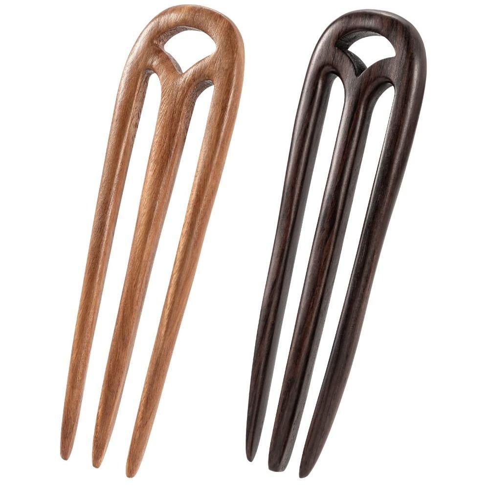 3 Prong Hair Forks Wooden French Hair Chopsticks Fashion Hair Pins Women