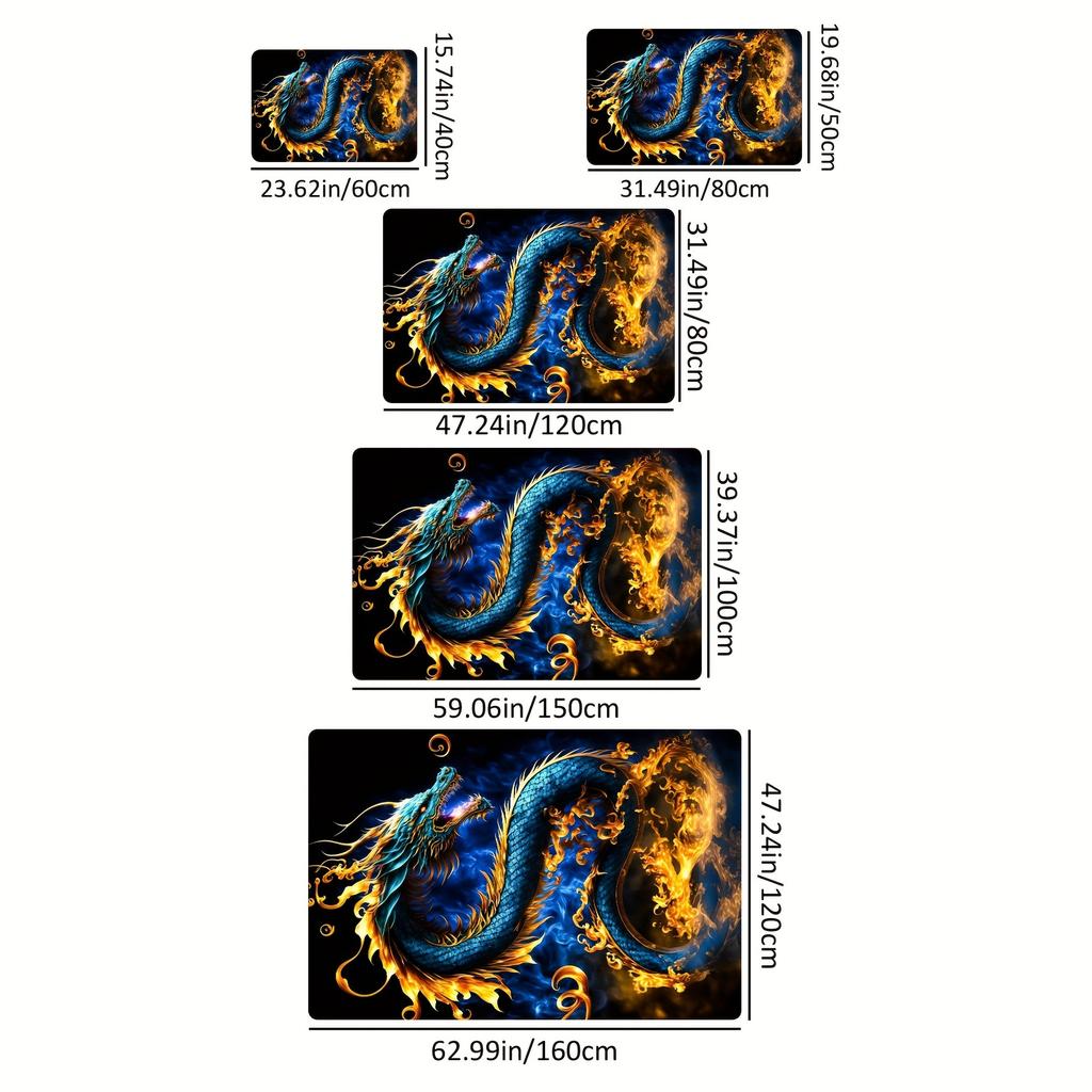 1Pcs Anti Fatigue Kitchen Rugs, Fire Dragon Print Waterproof Non-Slip Thick Cushioned Kitchen Mat Heavy Duty Comfort Standing Mat for Kitchen