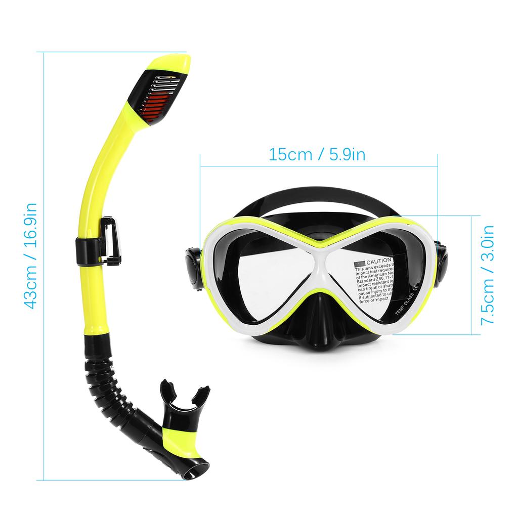 Kids Professional Swimming Goggles with Dry Snorkel Tube Set Anti Fog Goggles for Scuba Snorkel