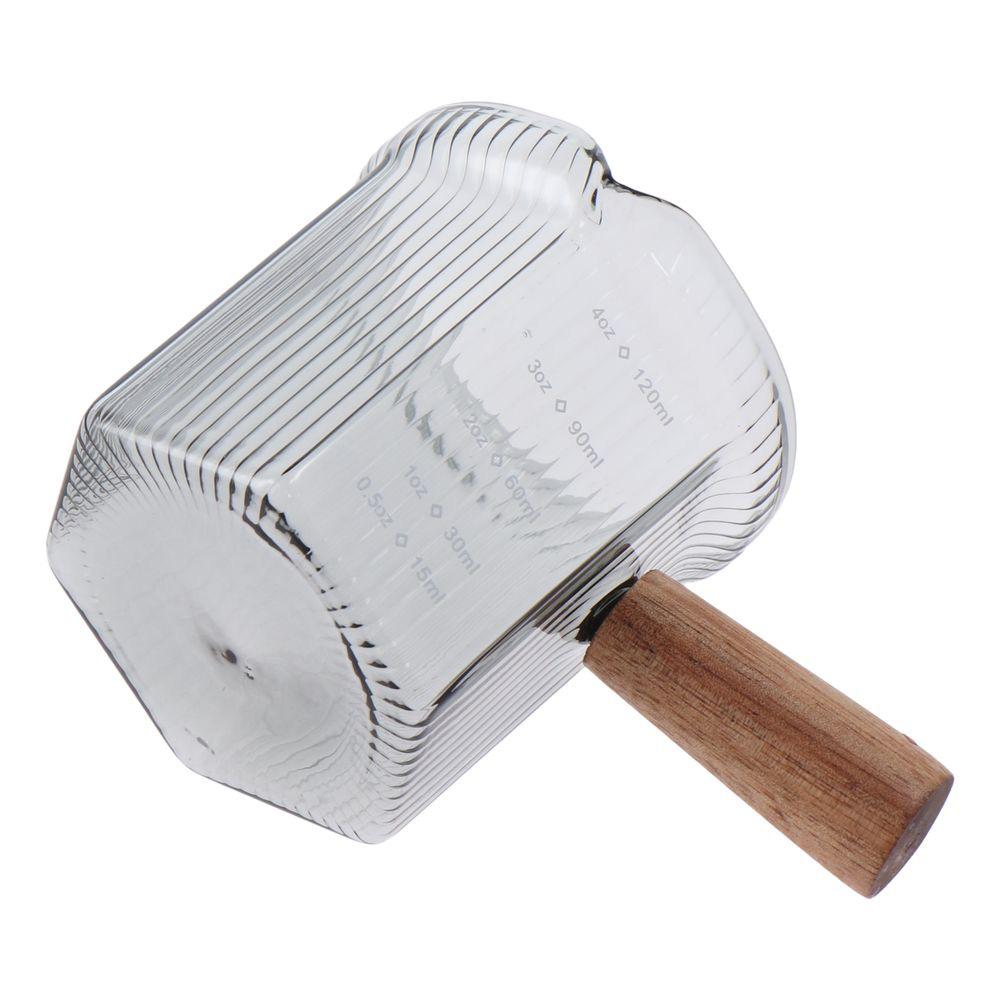 Чашка для эспрессо с деревянной ручкой, стеклянная мерная чашка, легко чистящаяся чашка для молока, порция эспрессо с молоком